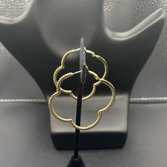 Elegant Sterling Silver Large Gold Hoop - Picture 2 of 3